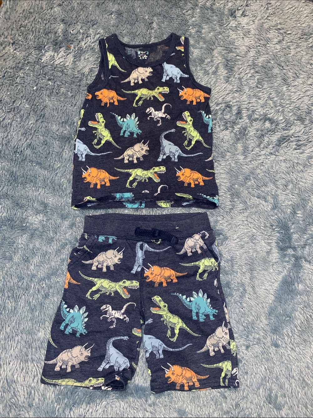 Garanimals Navy Tank & Shorts Set with Orange, Green, Blue Dinosaurs